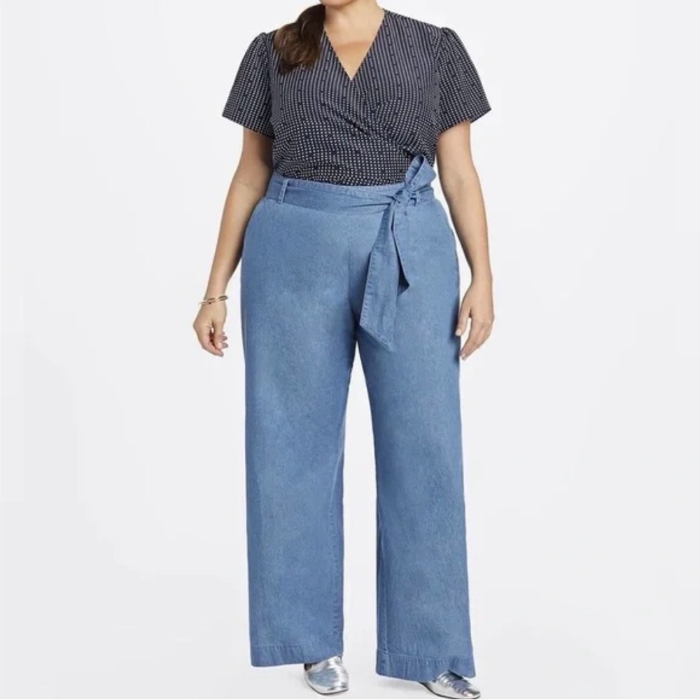 Draper James Wide Leg Chambray Pants 20
